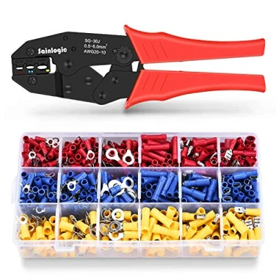 Imagen de Sainlogic Juego De Pinzas Para Prensar Terminales Cable, Crimpadora Alambre Kit Con 700 Piezas Eléctricos, Punteras Eléctricas Extremos Cable 0,5 6 Mm