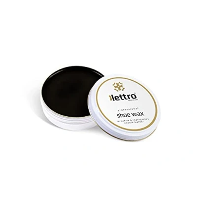 Imagen de Lettro Shoe Wax, 100 ml (3.38 fl. Oz), Cera para Zapatos de Calidad Profesional en Varios Colores, Brillo Excepcional Cuero Liso, Bolsos, Chaquetas y Más, Negro