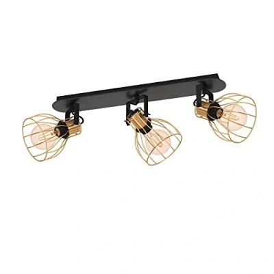 Imagen de EGLO Sambatello plafón 3 luces negro/oro