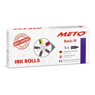 Imagen de Original Meto Rodillos de tinta para la etiquetadora manual Arrow M 9505908 (de 2 líneas y 16 dígitos etiquetas 22 x mm) 5 unidades, negro