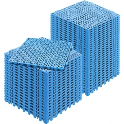 Imagen de VEVOR Loseta de PVC Losetas Autoventiladas 50 PCS Baldosa Clip Calada para Suelo 30x30x1,5 cm Jardín Enclavamiento Drenaje Rápido Interior Exterior Terraza Cocina Spa Baño, Azul