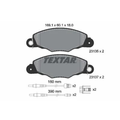Imagen de TEXTAR 2313503 Juego de pastillas freno con contacto avisador desgaste tornillos pinza accesorios CITROËN: Xantia Hatchback