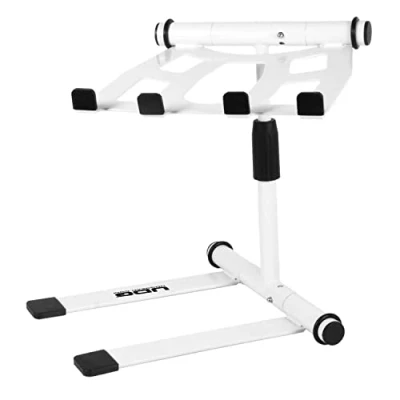 Imagen de UDG Ultimate DJ Gear Height Soporte para portátil Ajustable en Altura Color Blanco Estante telescópico computadora Que Gira 360 DJs móviles músicos electrónicos