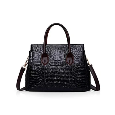 Imagen de NICOLE &amp; DORIS Bolsos de mujer asa superior cocodrilo Cuero lujoso moda PU Negro