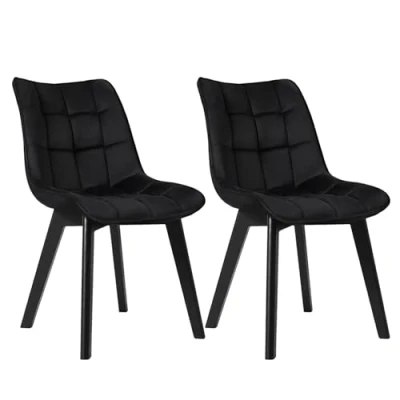 Imagen de EUGAD 2 x Sillas de Comedor Diseño Vintage Nórdicas Terciopelo Gris Silla Tapizada con Patas Maderas Cocina Salón Dormitorio Conferencia 0654BY