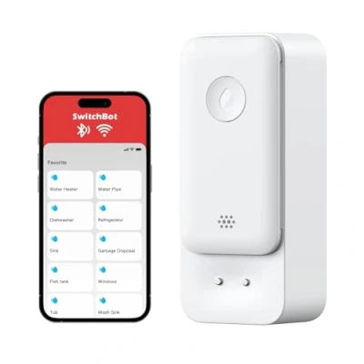 Imagen de SwitchBot WiFi Sensor de Agua, Detector Inteligente Fugas 100dB Alertas Ajustables y App, IP67 Impermeable, Inalámbrico para Cocina, Baño, Sótano, No Exige Hub (Permite 2,4G)