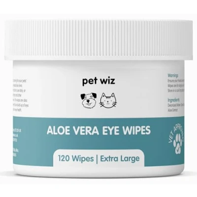 Imagen de Pet Wiz Toallitas de Ojos Aloe Vera para Limpiar Perros y Gatos, Extra Grandes (1 bañera)