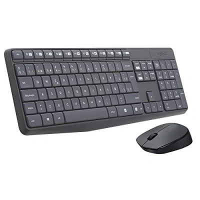 Imagen de Pack Teclado + Ratón Logitech MK235, Inalámbrico, USB, Teclas acceso directo, Resistente a salpicaduras, ambidiestro, Alcance 10m, Negro