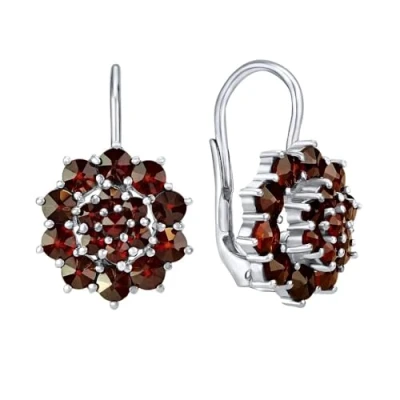Imagen de Pendientes Granate de Bohemia Auténtico Plata Ley 925