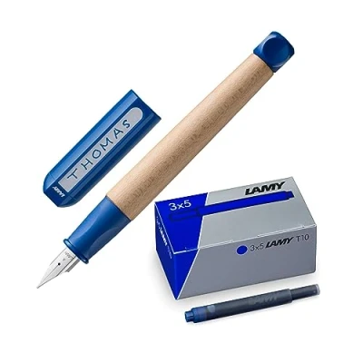 Imagen de Lamy juego de 1 pluma estilográfica abc en azul con principiante A y 3 cartuchos tinta T10 caja original Color la
