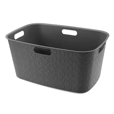 Imagen de CURVER Cesta para lavandería Softex 45L, diseño elegante, ligero, apilable y práctico, 70% reciclado, tamaño espacioso, 59 x 39 27 cm, gris antracita