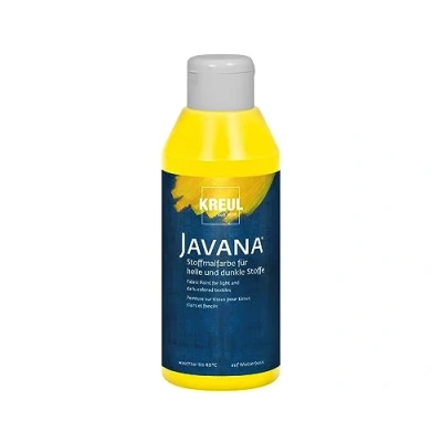 Imagen de KREUL 91462 Javana Pintura para Tejidos claros y Oscuros, Frasco 250 ml Amarillo, Color Brillante a Base de Agua, carácter pastoso, Estampar estarcir, Yellow,