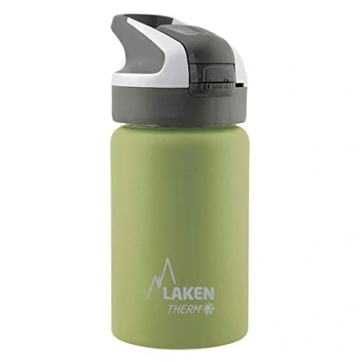 Imagen de Botella de Agua Térmica al Vacío Acero Inoxidable Doble Pared Laken (0,35L Khaki) Tecnología 24 Horas Frío Ideal para Trabajo o Deporte Cierre Hermético y Uso Vertical