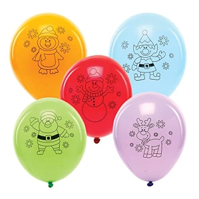 Imagen de Baker Ross FX272 Globos de Cumpleaños Personajes Navideños Paquete 10, Decoración Mesa Navideña