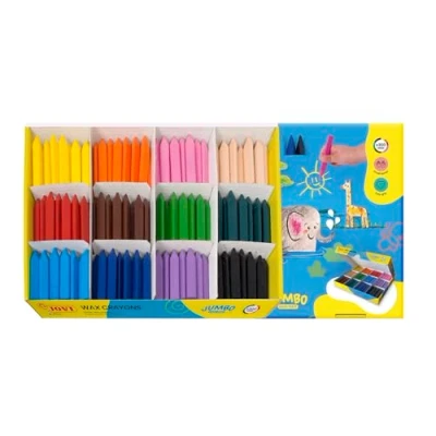 Imagen de Jovi JUMBO EASY GRIP Caja económica 300 ceras triangulares, colores surtidos, super resistentes, no manchan (979)