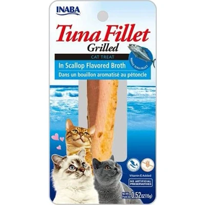 Imagen de INABA Filete de Atún a la Parrilla Golosinas para Gatos Caldo Sabor Vieira Snack Rico en Antioxidantes 1 15g