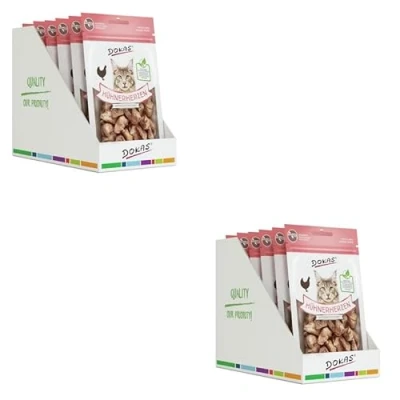 Imagen de Corazones de Pollo liofilizados Dokas Paquete 4 x 15 g Golosinas para gatos Gracias a la liofilización Suave, el 100% los nutrientes Naturales se conservan