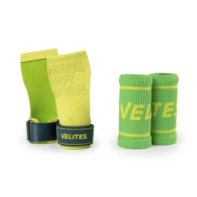 Imagen de Velites I Calleras Quad Pro Lemon Lime + Muñequeras de Tela a Juego Regalo Profesionales para Cross Training o Gimnasia Aptas Cualquier Superficie Uso con Magnesio.