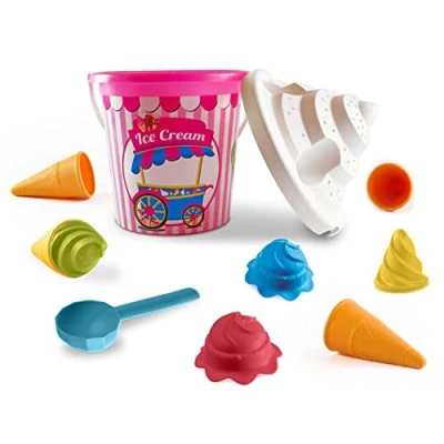 Imagen de Mondo Toys BUCKET SET ICE CREAM GIRL Juego de cubo arena ø17 cm con Conos helado playa para niños a partir 3 años 28445