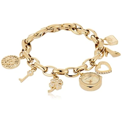 Imagen de Anne Klein Reloj de Pulsera para Mujer con Encanto en Tono Dorado y Cristal, 10/7604CHRM