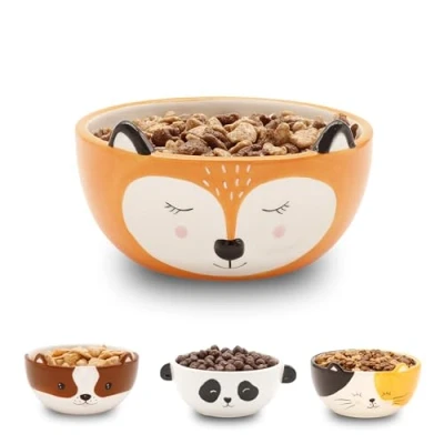 Imagen de Winkee Tazón de cereales zorro Bonito cerámica con aspecto Regalos para cumpleaños, Navidad y San Valentín