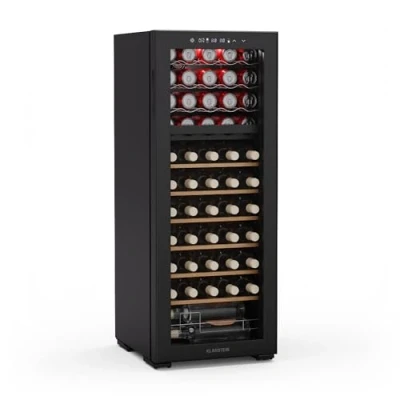 Imagen de Klarstein Bovella 55 duo+ vinoteca botellas, 2 zonas, 5 18c, control táctil, iluminación led, protección uv, independiente, nevera vinos