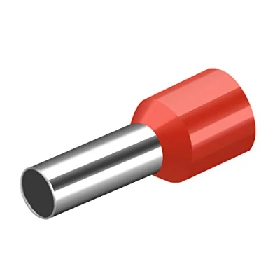 Imagen de Heschen Terminales de cable E10 12, AWG8/10mm², conector engarzado cobre, aislamiento vinilo, color rojo