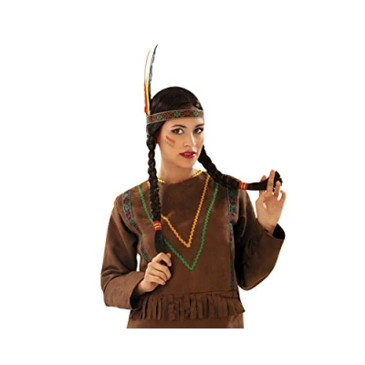 Imagen de My Other Me 201387 Peluca india con trenzas, ajedrez, multicolor, Talla única (Viving Costumes 201387)