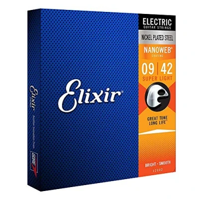 Imagen de skrskr Elixir 12002 Nanoweb cuerdas para guitarra eléctrica de acero niquelado Super Light 09 42 6