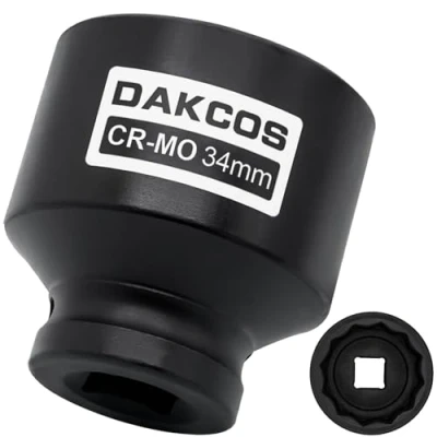 Imagen de DAKCOS llave de impacto 1/2 pulgada 34 mm, 12 ponit, impacto, herramienta eje transmisión, enchufe CR MO