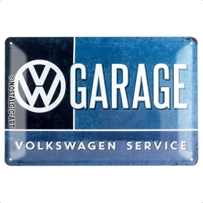 Imagen de Nostalgic Art VW Garage Placa Decorativa, Metal, Azul y Blanco, 20 x 30 cm
