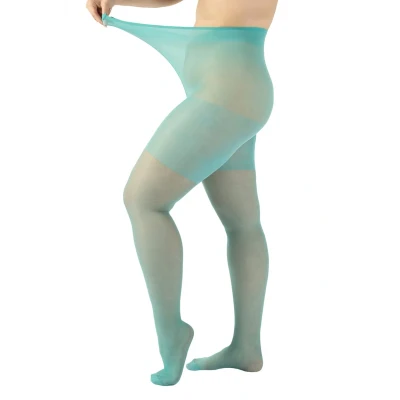 Imagen de Calzitaly Sheer PLUS SIZE Tights 20 DEN Medias, Mujer, Talla: 3XL, Turquoise
