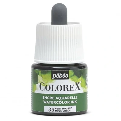Imagen de Pebeo Tinta Colorex 45 ML Verde musgo para acuarela de acabado aterciopelado dibujo multiuso todos los medios