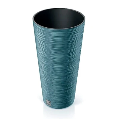 Imagen de Macetero color azul escandinavo, con depósito, colección FURU, de 25 x 48 cm, capacidad 7,5 L.