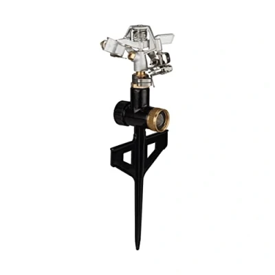 Imagen de Relaxdays Aspersor Impulso metálico, Pulverizador Riego hasta 530 m², 13 m Alcance, de 20 a 360º, Difusor Césped, Negro