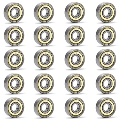 Imagen de YIXISI 20 Piezas 608 ZZ Rodamiento de Bolas, Rodamientos Metal Doble Blindaje en Miniatura con Ranura Profunda, para la Impresora 3D, Modelo, Skateboard, ABEC 7 (8 x 22 mm), Plateado