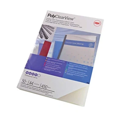 Imagen de GBC IB387166 Portada de encuadernación PP POLYCOVERS translúcida 350 micras DIN A4 brillo/mate (Pack 100) color