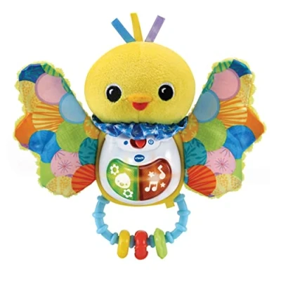 Imagen de VTech Sonajero pajarito de tela Melodías y sensaciones, Simpático divertido pájaro interactivo, Juguete para bebés +3 meses, Versión ESP