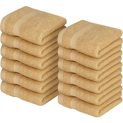 Imagen de Utopia Towels Juego de Toallas Premium (30 x 30 cm, Beige) 100% algodón para la Cara, Altamente absorbentes y Tacto Suave Punta los Dedos (Paquete 12)