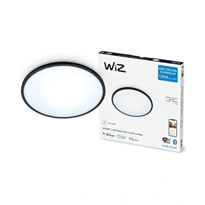 Imagen de Lámpara inteligente WiZ SuperSlim, 16W 1500lm, Luz blanca regulable, Wi Fi, Control voz, Tecnología SpaceSense