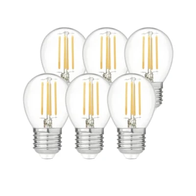 Imagen de Garza Pack de 6 Bombillas Filamento Esférica, Casquillo E27, Luz Cálida 2700K, 4W, 470 Lúmenes, No Regulable