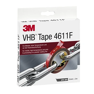 Imagen de 3M VHB Cinta Adhesiva 4611 diseñadas para crear uniones duraderas y fiables unir materiales distintos a altas temperaturas 19 mm X 3 m, gris, espesor: 1.1mm (1 unidad)
