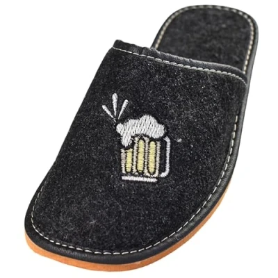 Imagen de Appregio Zapatillas de Hombre Fieltro Suela Goma Maciza Cómodo Llevar Flexible Producto 100% Natural Hecho a Mano (Gris Oscuro, 44)