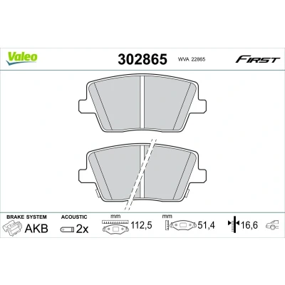 Imagen de VALEO 302865 Juego de pastillas freno Eje trasero con contacto avisador desgaste sin tornillos, Chapa antichirridos HYUNDAI: i30 III Hatchback