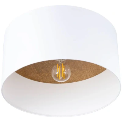 Imagen de SOLLUX LIGHTING Telesto plafón, blanco, Ø 35 cm, tela, madera, acero