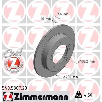Imagen de ZIMMERMANN COAT Z 540.5307.20 Disco de freno 290 10 7/5 5 140 macizo revestido SUZUKI: Jimny SUV, IV SUV