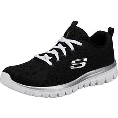 Imagen de Skechers Graceful Get Connected Regular, Zapatillas Mujer, Black Mesh White Trim, 37.5 EU