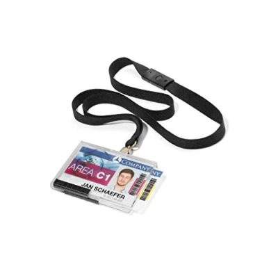 Imagen de Durable 892601 Porta tarjetas Pushbox Duo con correa textil, 10 piezas, transparente