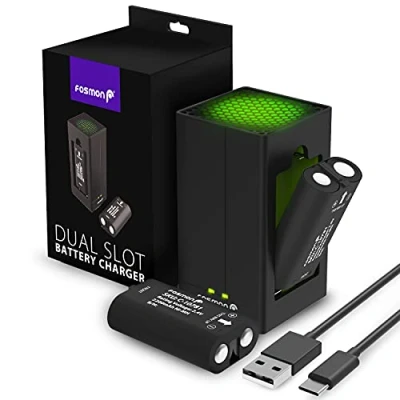 Imagen de Fosmon Cargador de Batería Dual para Xbox Mando, Incluye 2 Baterías 2200mAh Estación Carga Rápida 5280mWh Mandos Series X/S, One/One X/One S élite