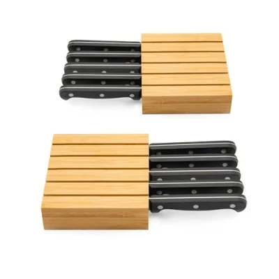 Imagen de 2 Piezas Organizador de Cuchillos, Bloque Cuchillos Cocina con 10 Ranura para Cajón Portacuchillos Adecuado Cubiertos Cajon